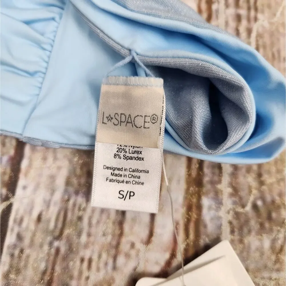 L*Space Shimmer Dawn Bikini Top in Sky Blue Convertible Size Small NWT